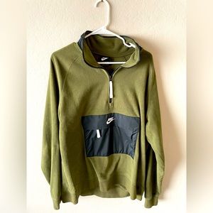 Nike XL Olive/Black Sweatshirt with Zippered Front Pouch